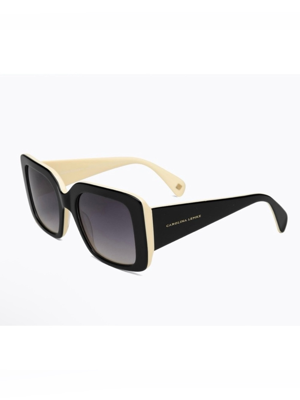 NWT Carolina Lemke Berlin Molly Sunglasses Black Beige Square New in Box